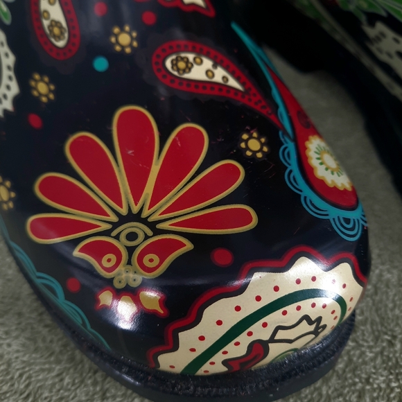 Nomad Paisley Rubber Rain Muck Buckle Boots Women's Size 9 Multi Color - Picture 7 of 11